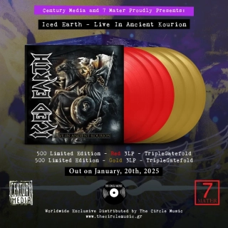 ICED EARTH - Live in Ancient Kourion – Triple Red Vinyl in Luxurious Triple Gatefold (Limited to 500 copies)